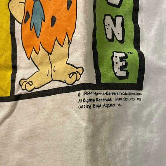Vintage 90s Fred Flintstone 1994 Cartoon Single Stitch Shirt Adult Large - Picture 2 of 4